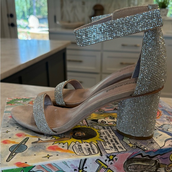 JEFFEREY CAMPBELL Womens Beige Rhinestone Laura Leather Heeled Sandal - Picture 8 of 11